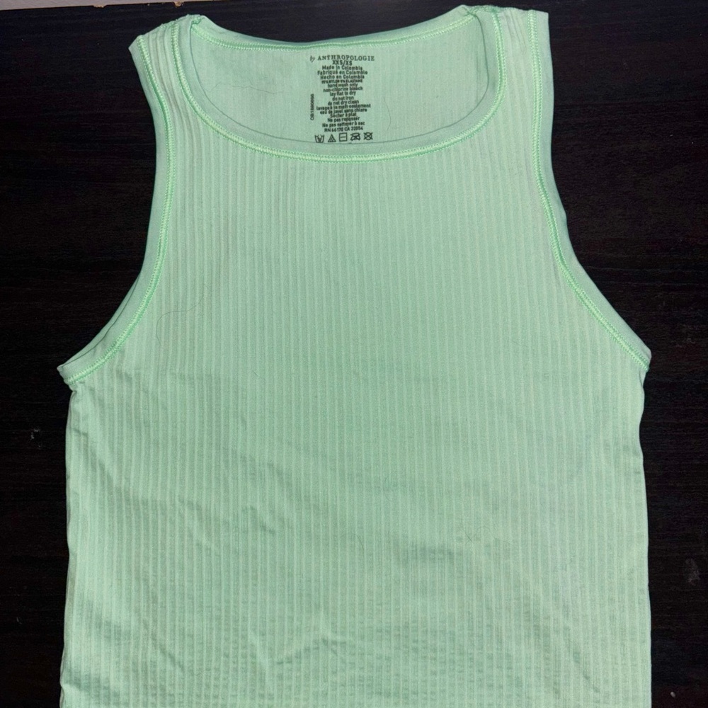 Anthropologie Light Green Ribbed Tank Top